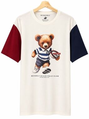 Beverly Hills Polo Club tshirt with bear playing rugby